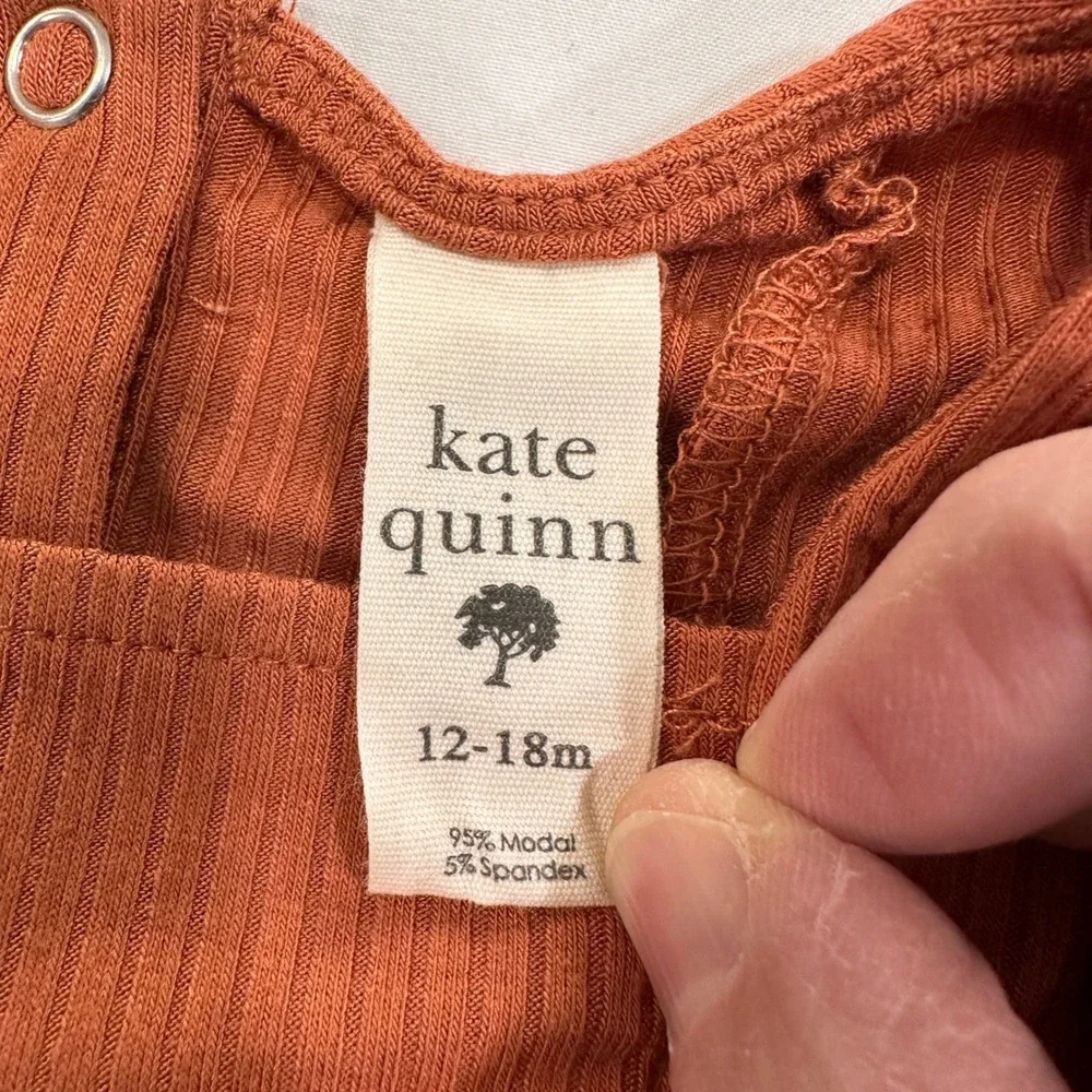 Kate Quinn Ribbed‎ Peplum Bodysuit Baby 12-18M Rust Orange Long Sleeve | Boho